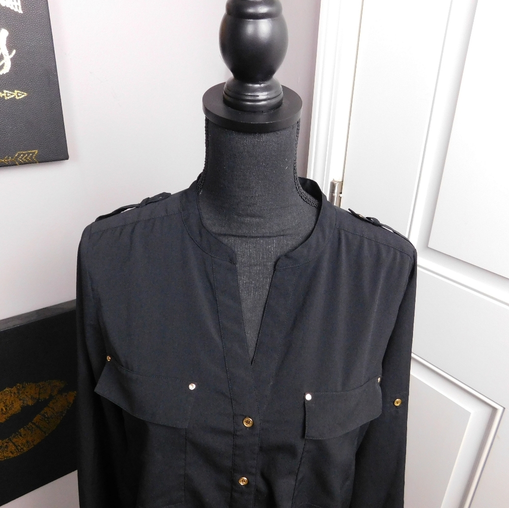Calvin Klein Black Button Down Blouse - image 3